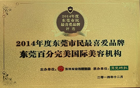 2014年市民最喜爱品牌证书